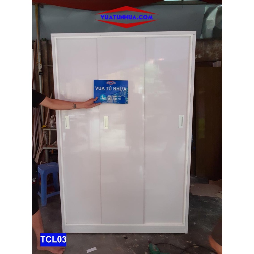 Tủ nhựa Đài Loan đựng quần áo cánh lùa 3 cánh TCL03 kích thước 185x120x48cm freeship nội thành
