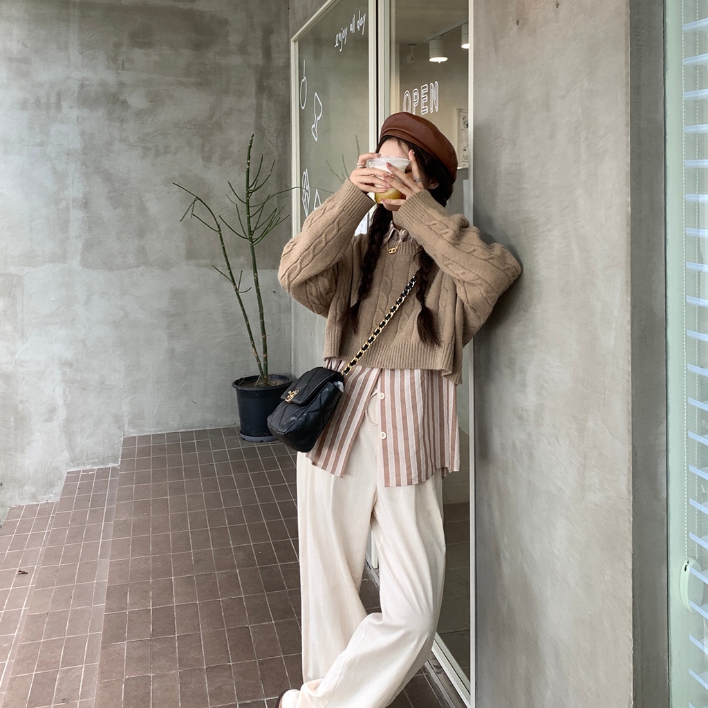 Áo sweater SUXI vải dệt kim tay dài cổ tròn màu sắc đơn giản phong cách Hàn Quốc thời trang mùa thu cho nữ