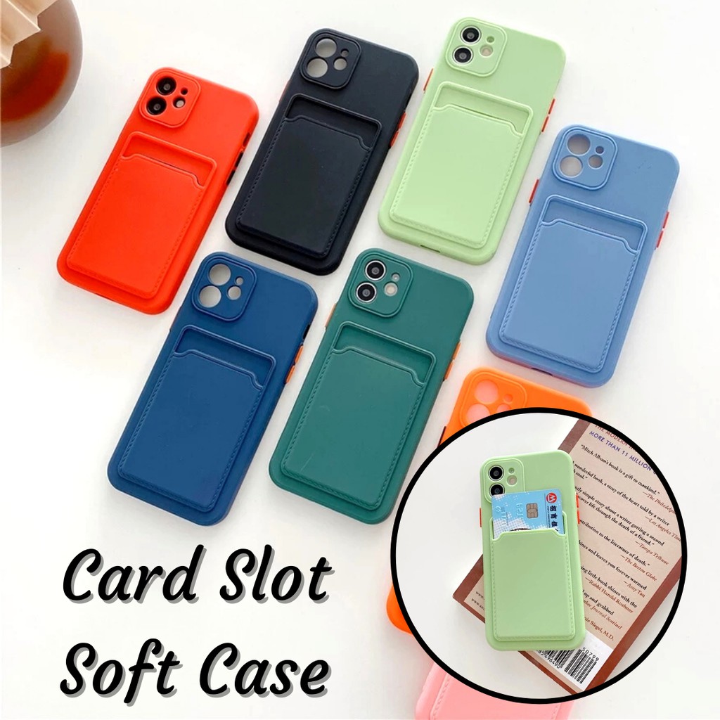 OPPO Ốp Điện Thoại Có Ngăn Đựng Thẻ Cho Vivo Y12 Y15 Y17 Y12s Y20 Y20s Realme C15 C21 Opporeno 4 Reno 5 IPhone 11 Pro Max