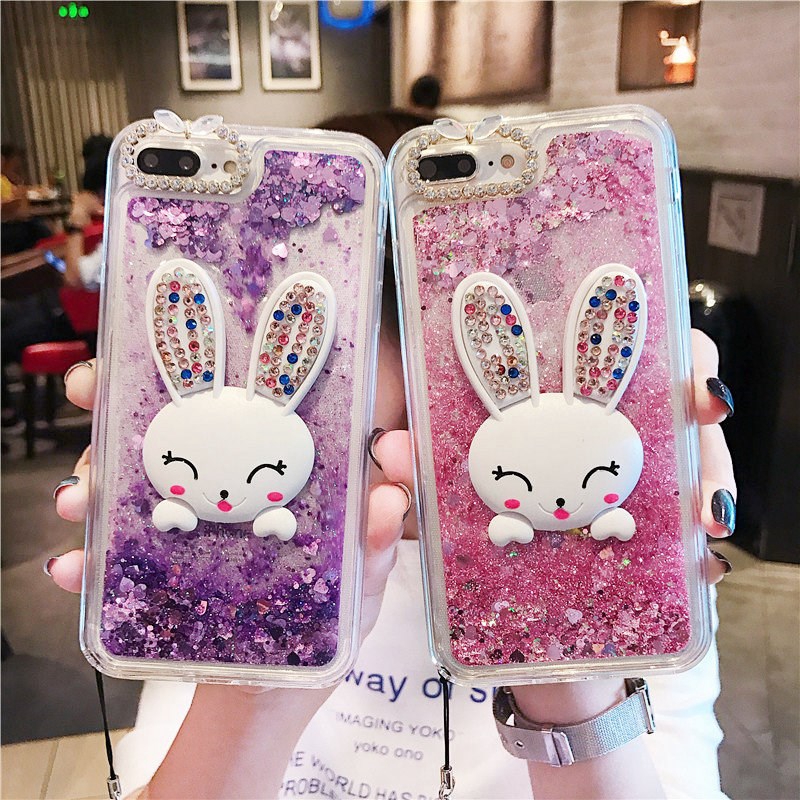 Ốp điện thoại kim tuyến nước hình thỏ dễ thương dành cho iPhone 6 6s 7 8 Plus X XS Max XR