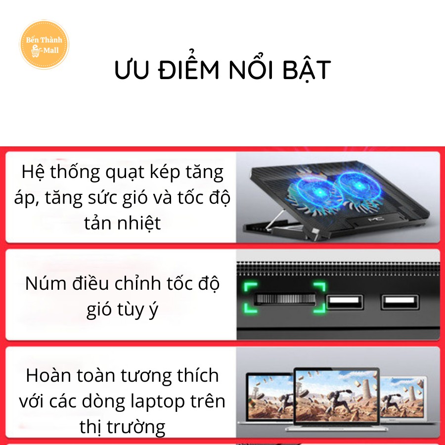 ✈️ [Freeship] Giá Đỡ Kiêm Tản Nhiệt Máy Tính MC Q100 [Có quạt &amp; Không quạt]