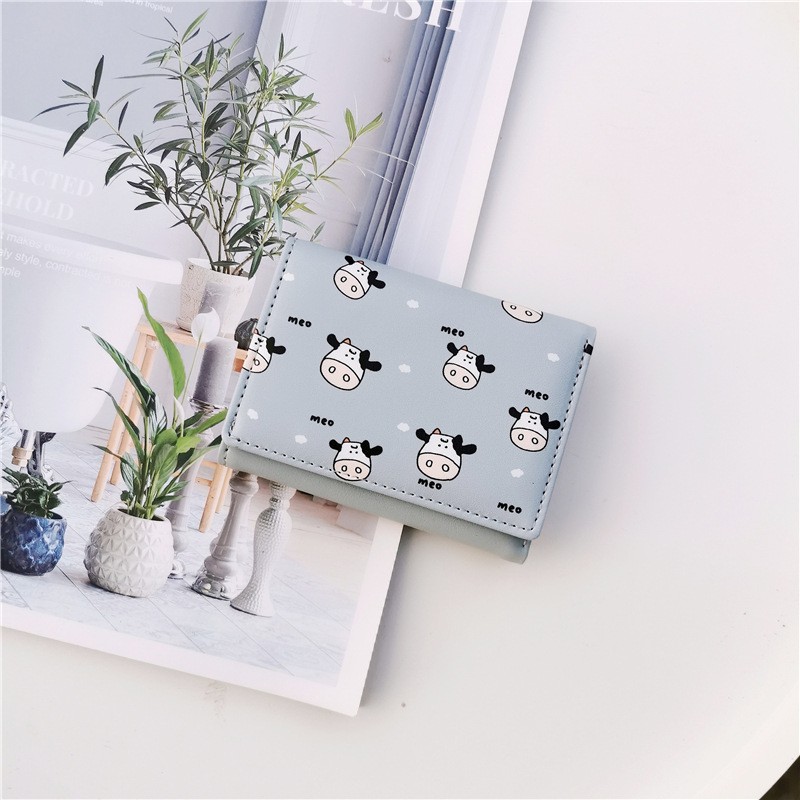 Ví nữ mini cầm tay họa tiết con bò dễ thương