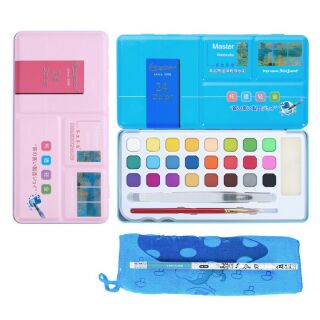 Bộ 24 màu nước Giogione (hộp sắt kèm cọ nước, bút chì,  giấy vẽ)