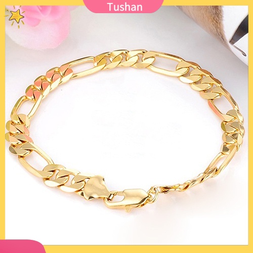 Vòng tay dạng dây xích mạ vàng 18k đường kính 7mm sang trọng cho nam