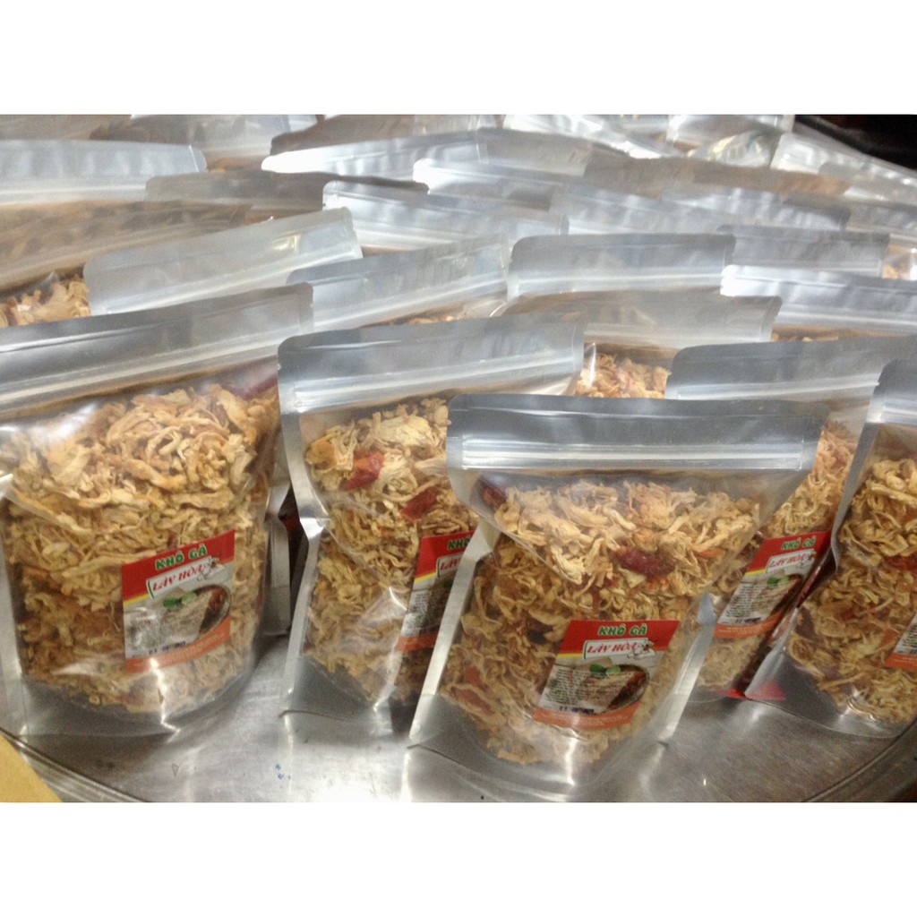 500g Khô gà Bơ tỏi cay  Lày Hoà: 1 túi zipper 500gr