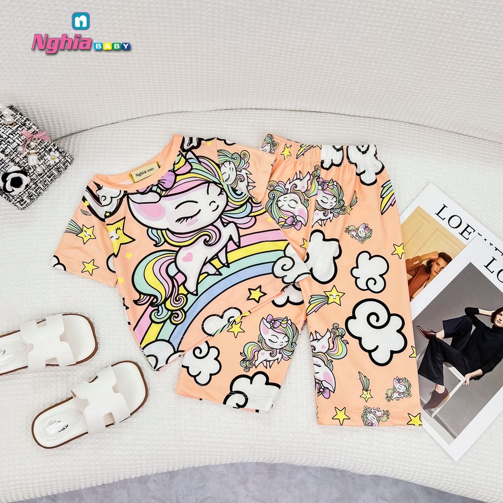 SET BỘ HOT HIT QUẦN SUÔNG DÀI THUN LẠNH IN 3D NGHĨA BABY DÀNH CHO BÉ GÁI