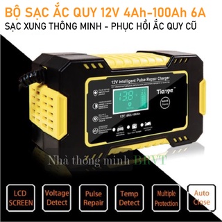 Bộ sạc ắc quy TIANYE 12V/6A cho ắc quy 12V 4Ah-100Ah có chức năng sửa và phục hồi ắc quy cũ