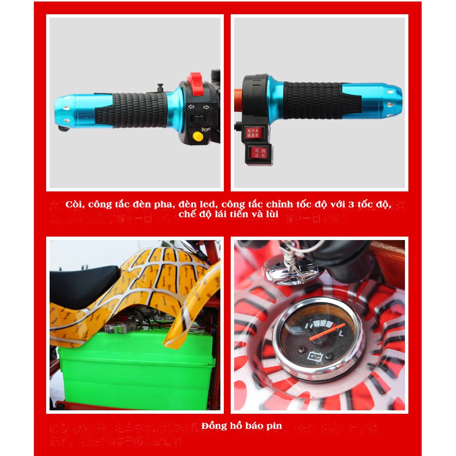 Xe ATV 36 V - 500W, xe địa hình bốn bánh, đi biển, led 7 màu