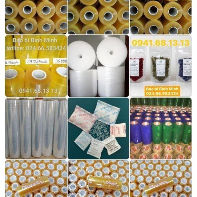 [shoprenhat688] Com bo 2 cuộn băng dính 1kg lõi nhựa lỗ(hình) + 2kg túi bóng loại 5kg + 1 cắt băng dính 1kg