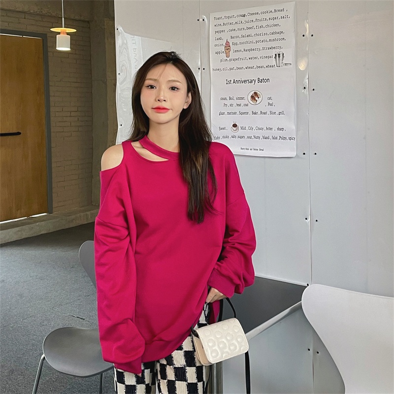 Off shoulder sweater long sleeve T - áo kiểu rộng rãi gợi cảm