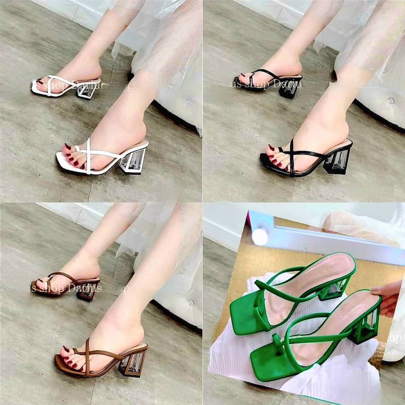 Dép Cao Gót Nữ 5 Phân Gót Vuông Trong Quai Mãnh Siêu Đẹp Size 35 - 40 - MS 129