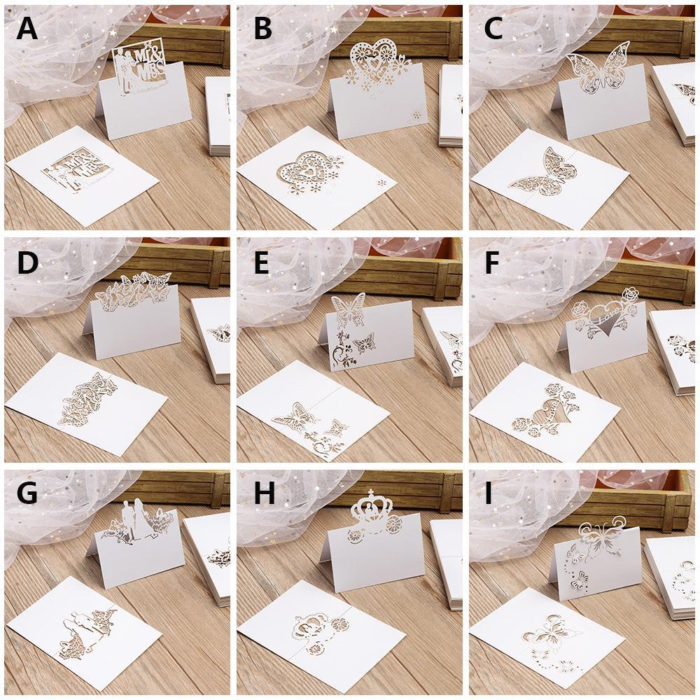 Set 50 Tấm Thẻ Tên Để Bàn Họa Tiết Ren Trắng Thời Trang Dành Cho Các Bữa Tiệc