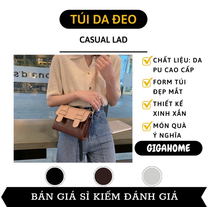 Túi xách thời trang   GIÁ VỐN]  Túi da đeo vai Casual Lad được làm từ da PU cao cấp 9055