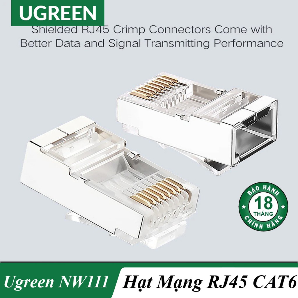 Đầu Bấm Mạng RJ45 Hỗ trợ Cáp Mạng Cat6 Cao Cấp UGREEN NW111