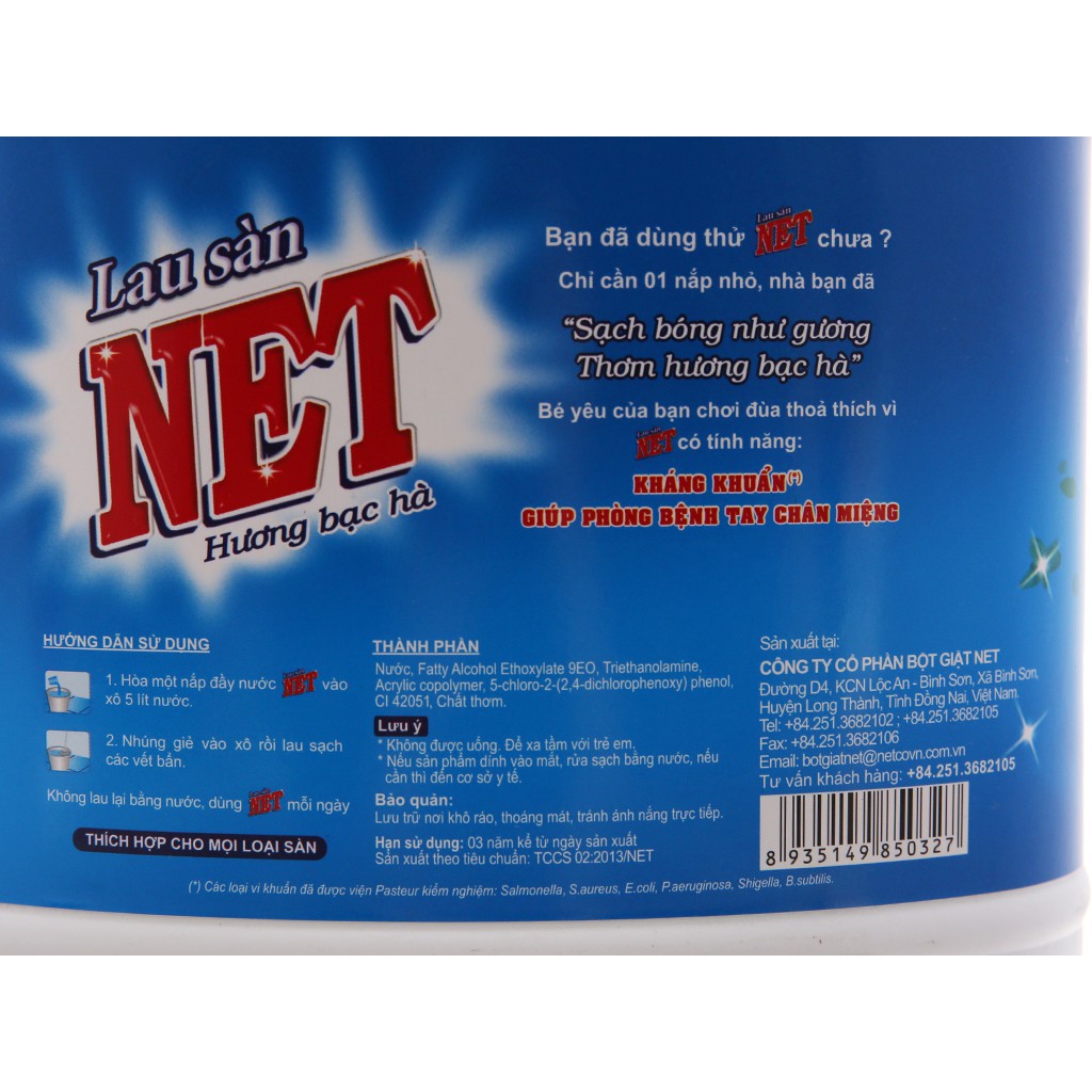 Nước lau sàn NET hương Bạc Hà 4kg