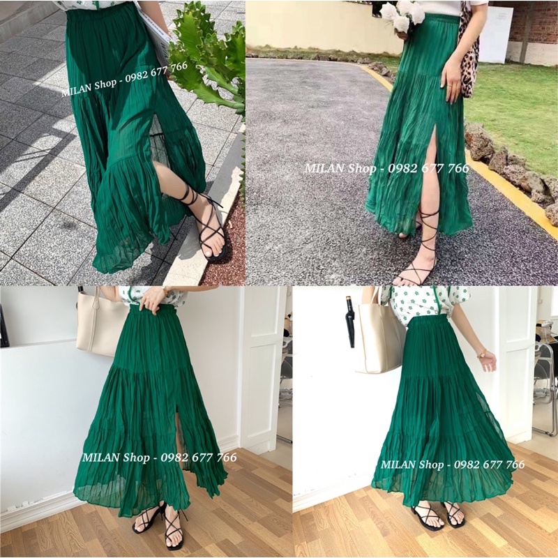 Chân váy dáng dài sẻ đùi style siêu hot