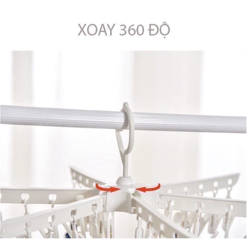 Móc chùm xoay 360 độ gấp gọn, nhựa PP 36 kẹp