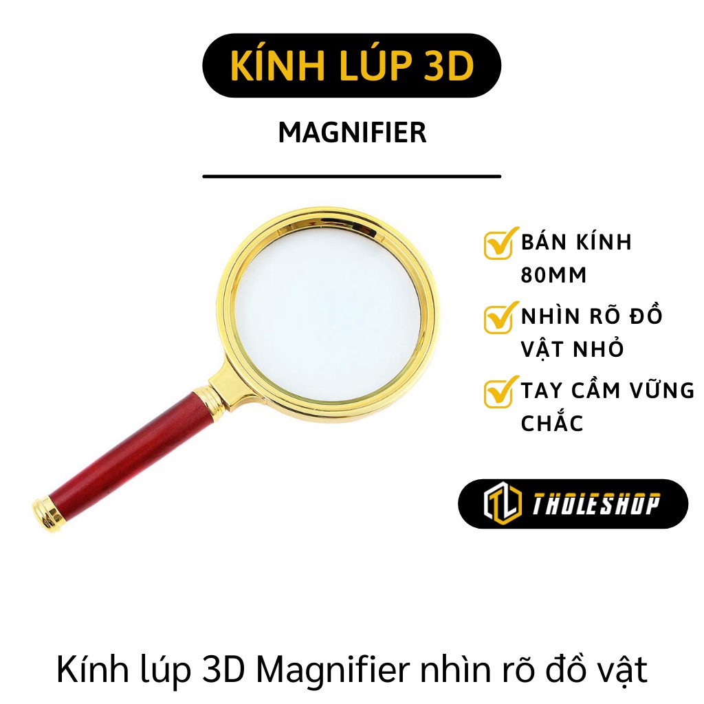 Kính phóng to - Kính Lúp 3D 80mm có tay cầm giúp bạn nhìn rõ những kích thước nhỏ 2639