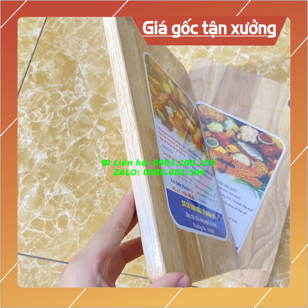 Thớt gỗ chữ nhật cao su tự nhiên 20x30x1,8cm