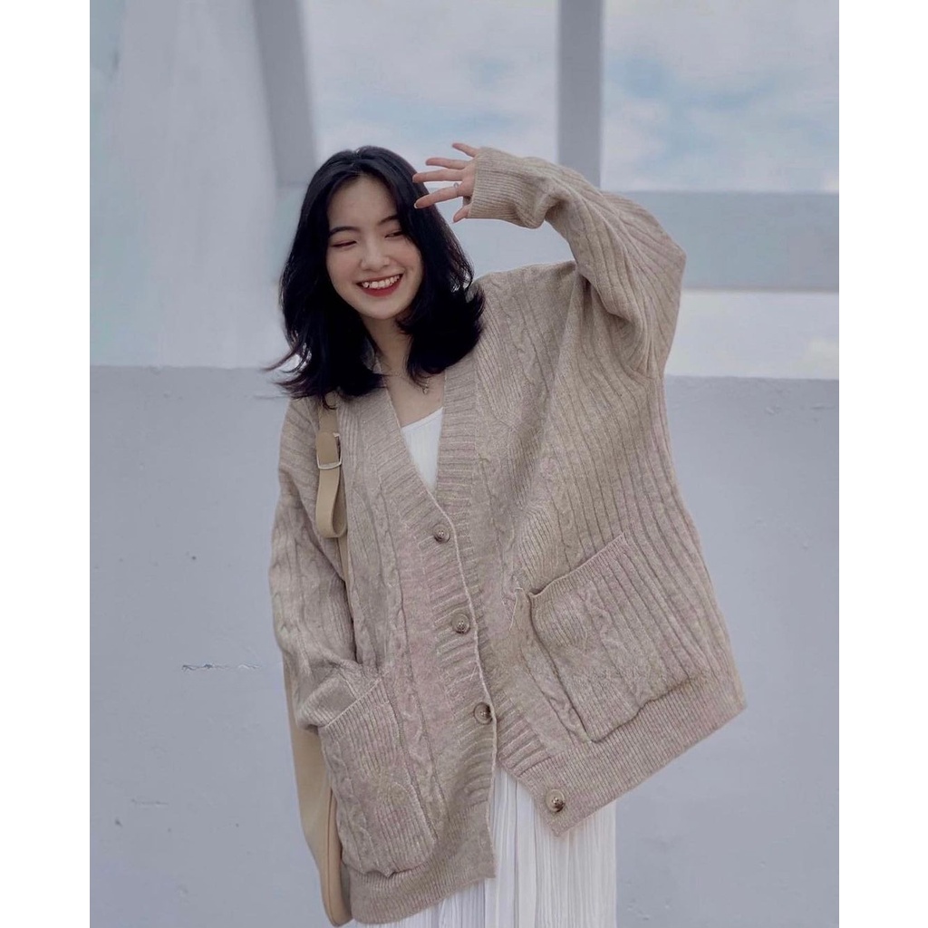 Áo cardigan len thừng dáng dài form rộng dày dặn hàng quảng châu loại 1