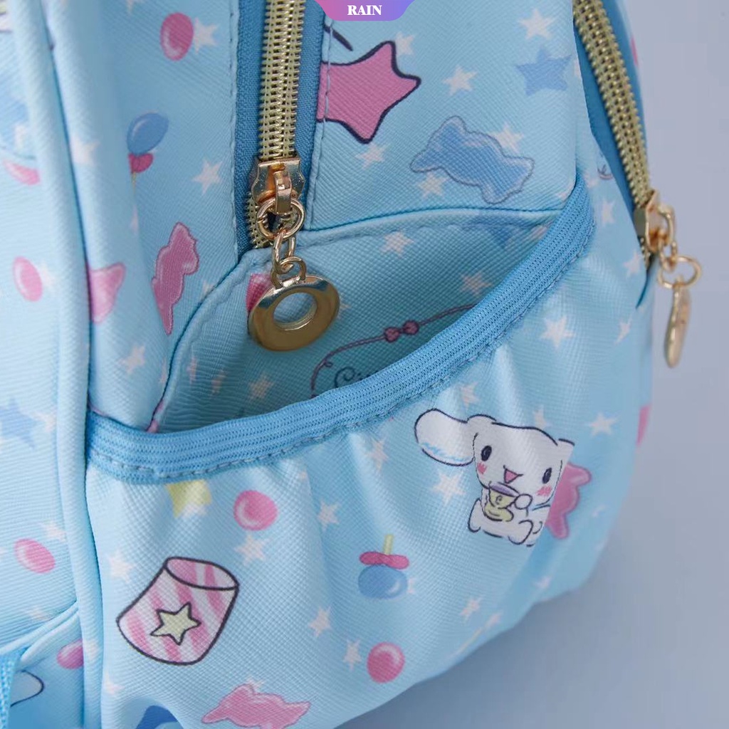 Ba Lô Da PU Nắp Lật Khóa Kéo Siêu Nhẹ Chống Thấm Nước Họa Tiết Cinnamoroll Kuromi My Melody Hoạt Hình Sanrio Cho Bé Gái [RAIN]