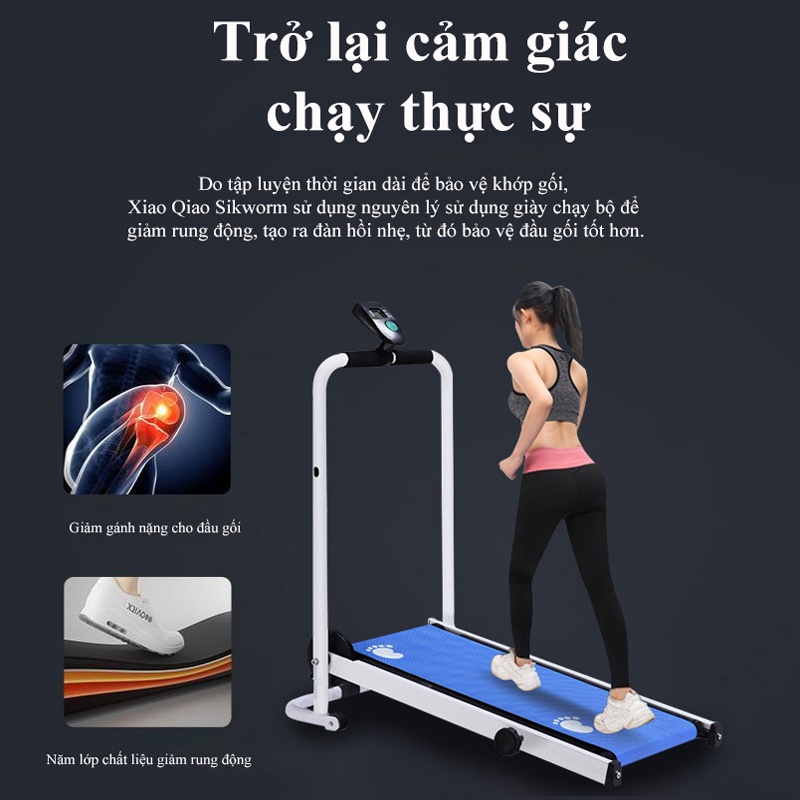 Máy chạy bộ gia đình loại nhỏ máy chạy bộ đa chức năng, Máy chạy chống xóc êm, yên tĩnh, Thiết bị chạy bộ tập GYM SP37BL