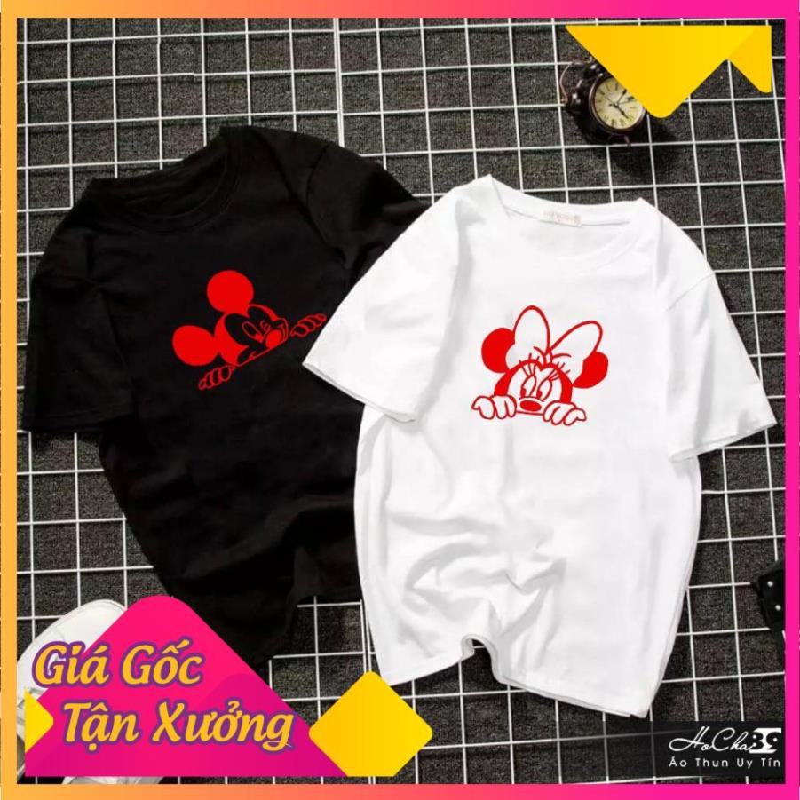 🔥HOT🔥 Áo Cặp - Áo Đôi MICKEY - Đen và Trắng | Cotton 4c Siêu Mềm Mịn (Không đúng Cotton đền tiền tặng áo - Hình Thật)