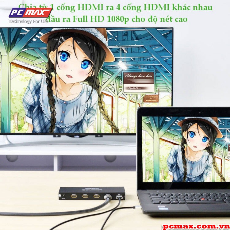Bộ chia HDMI 1 ra 4 ra 2 - HDMI splitter 1x2 1x4 1x8 Full HD Ugreen 40202 40201 40203  - Hàng chính hãng
