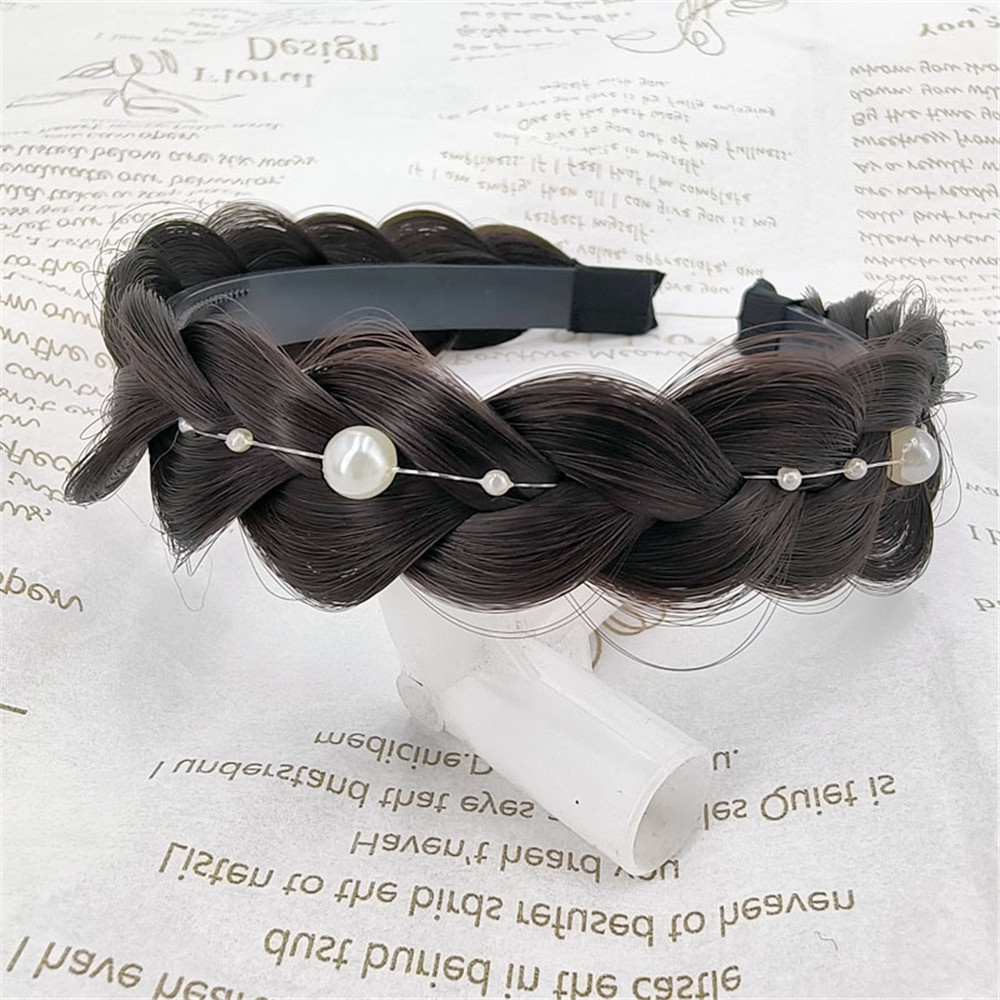 Cài Tóc Giả Thắt Bím Đính Ngọc Trai Thời Trang Cho Nữ