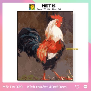 Tranh tô màu số hoá METIS Tranh Động Vật Con Gà Trống DV039 - Hàng Chính Hãng