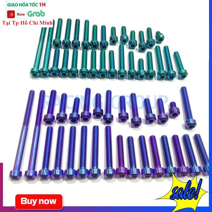 Bộ Ốc Lốc Máy GR5 Gắn Xe Máy Raider Fi 28 Con Lục Bảo Và Titan