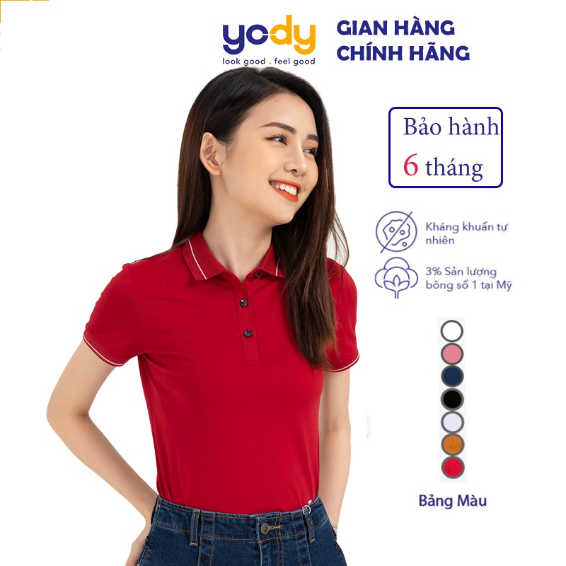 Áo phông nữ Pima YODY 95% cotton pima áo thun polo có cổ mềm kháng khuẩn tự nhiên APN3010