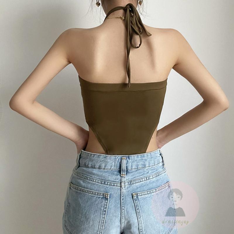 Áo Liền Quần Dáng Ôm Eo Thấp Khoét Lỗ Rỗng Thời Trang Mùa Hè Dành Cho Bạn Nữ