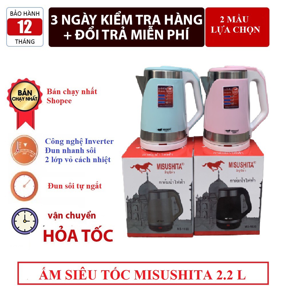 ẤM SIÊU TỐC &amp; BÌNH THỦY THÁI LAN MISUSHITA 2.2 LÍT