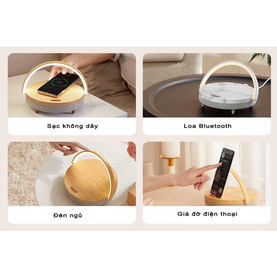 Đèn ngủ sạc không dây tích hợp loa Bluetooth EZVALO