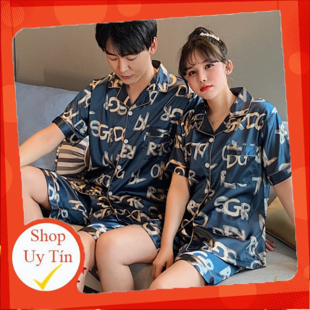 Bộ Đồ Ngủ Ngắn Tay In Họa Tiết Cho Cặp Đôi đồ mặc nhà thu đông lụa cặp đôi cao cấp nam áo nữ đồ bộ pyjama pijama Đồ ngủ