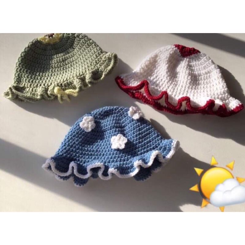 Nón bucket len cute nhiều con vật~Mũ len