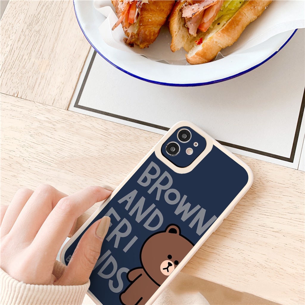 Ốp lưng iphone Gấu Brown cạnh vuông  cho iphone 11 7plus 8plus x xsmax 11pro max 12pro 12promax13promax tr1075