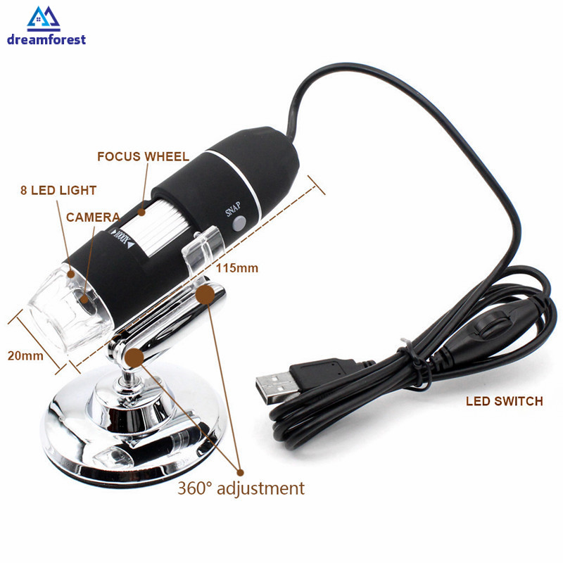 DF 1600X 1000X USB Microscope 8 LED Digital Digital Microscope USB Magnifier Electronic Microscopes for Phone PC