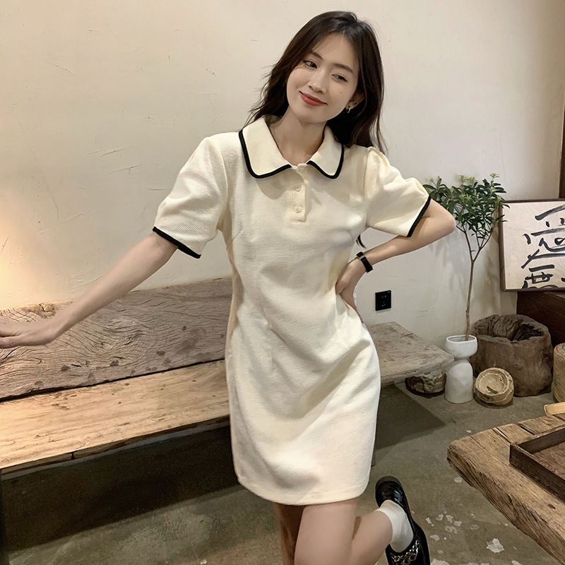 Đầm Polo Tay Ngắn Dáng Ôm Họa Tiết Kẻ Sọc Thời Trang Mùa Hè Hàn Quốc 2022 Mới