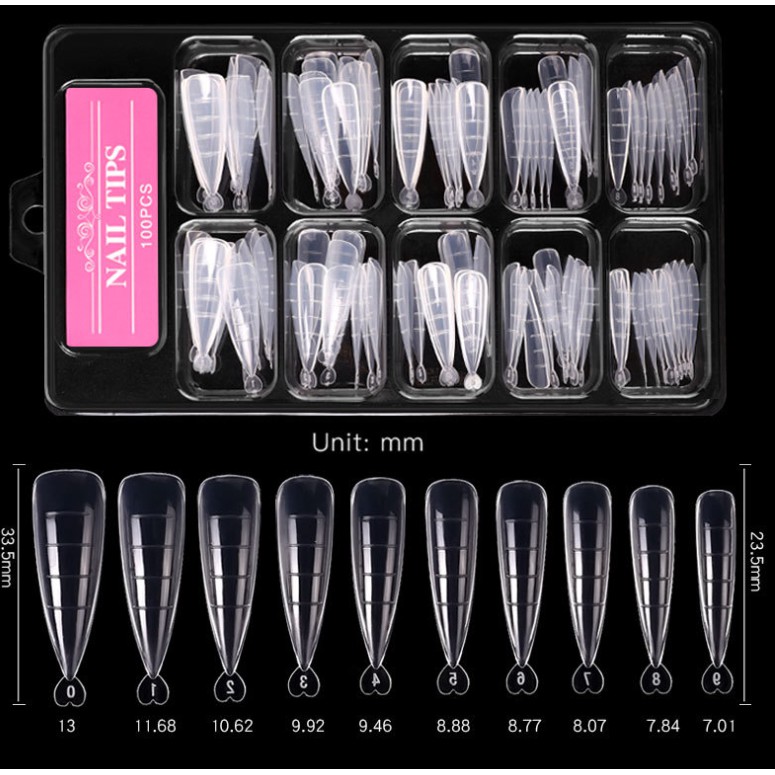 100 Móng úp nhọn nối móng-gel gum