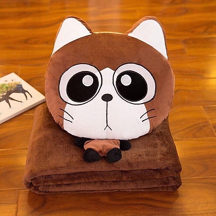 Bộ Chăn + Gối Văn Phòng Hình Mèo Siêu Dễ Thương