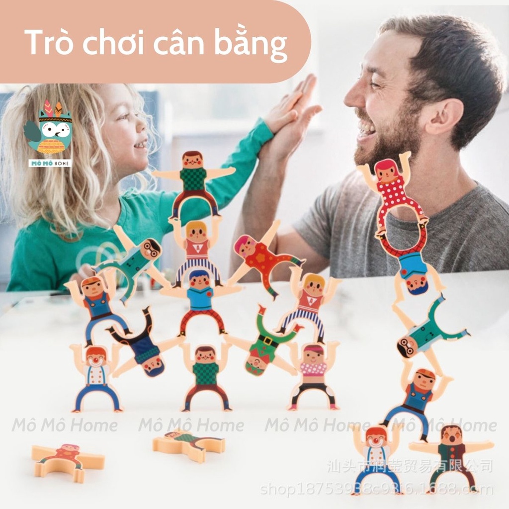 Domino Xếp Hình 16 Khối Cân Bằng 3in1 đa chức năng. Tư Duy Logic và rèn luyện sự tập trung cho bé