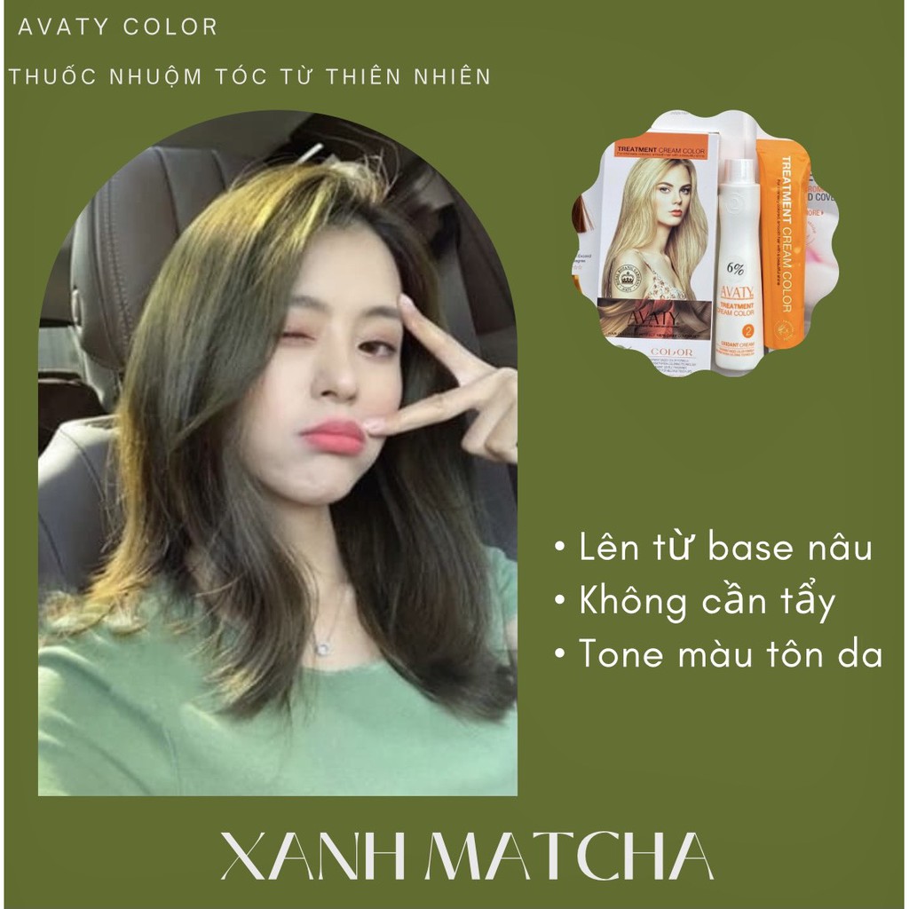 Thuốc Nhuộm Tóc Từ Thiên Nhiên AVATY Màu xanh Matcha ( Sale gốc)