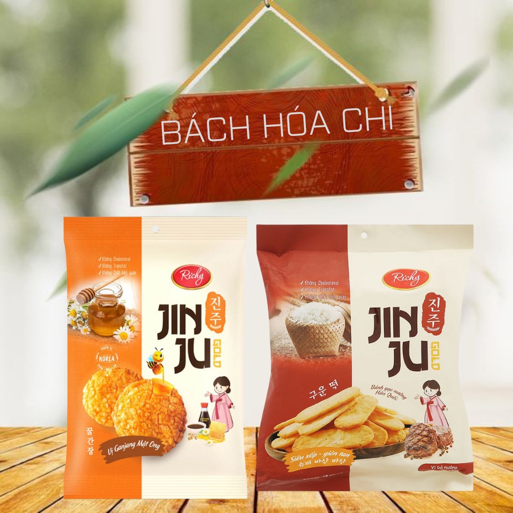 Bánh gạo vị bò nướng tiêu một nắng / mật ong Richy Jinju Gold gói 134.4g