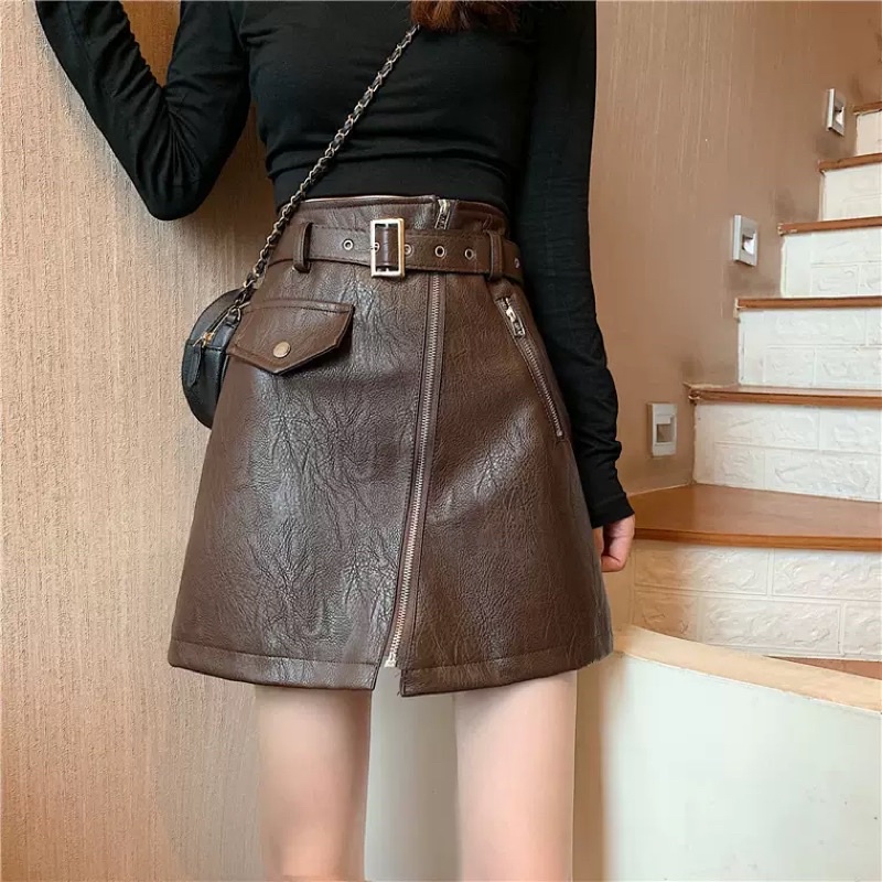 Chân vây da chữ A cá tính phong cách 2 màu đen, nâu-Order