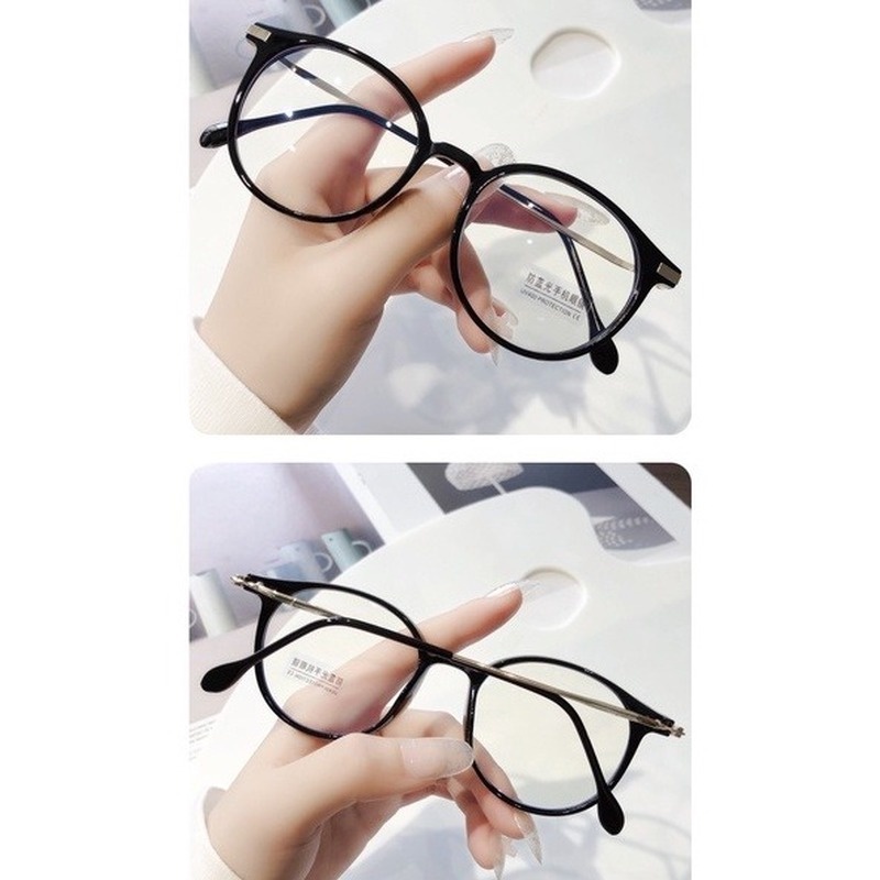 Mắt Kính Gọng Tròn Bằng Kim Loại Chống Bức Xạ Phong Cách Cổ Điển Unisex