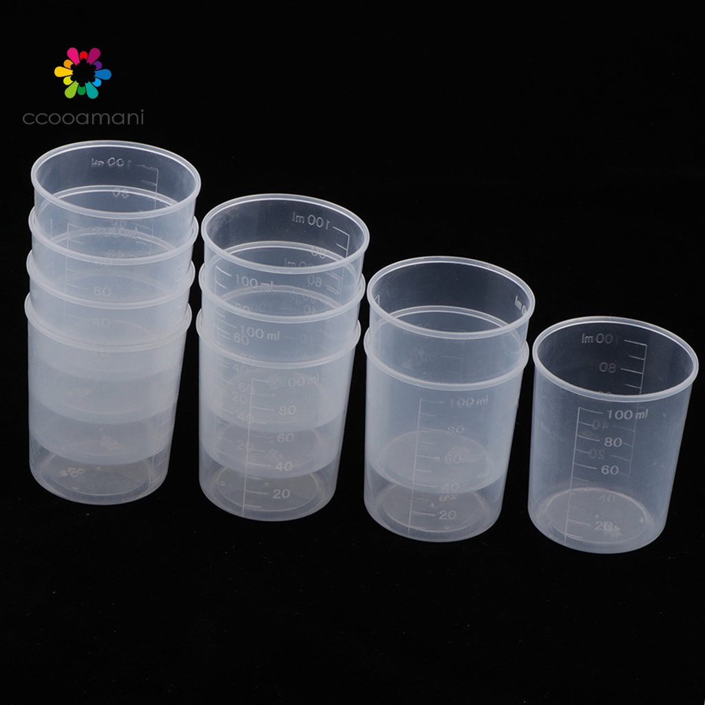 Set 10 Cốc Đong 100ml Bằng Nhựa Dùng Pha Chế Epoxy / Resin