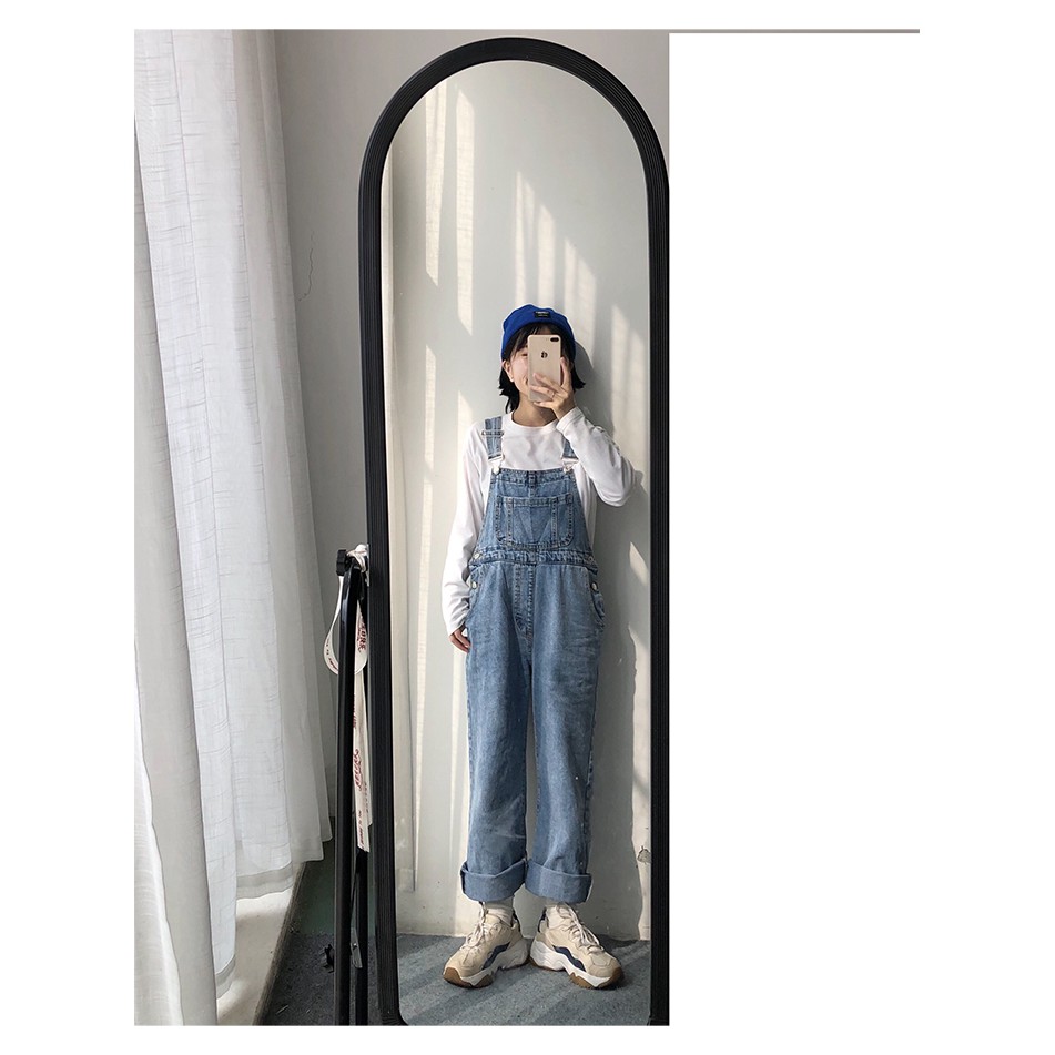 Quần yếm jean suông túi ngực ulzzang 7502