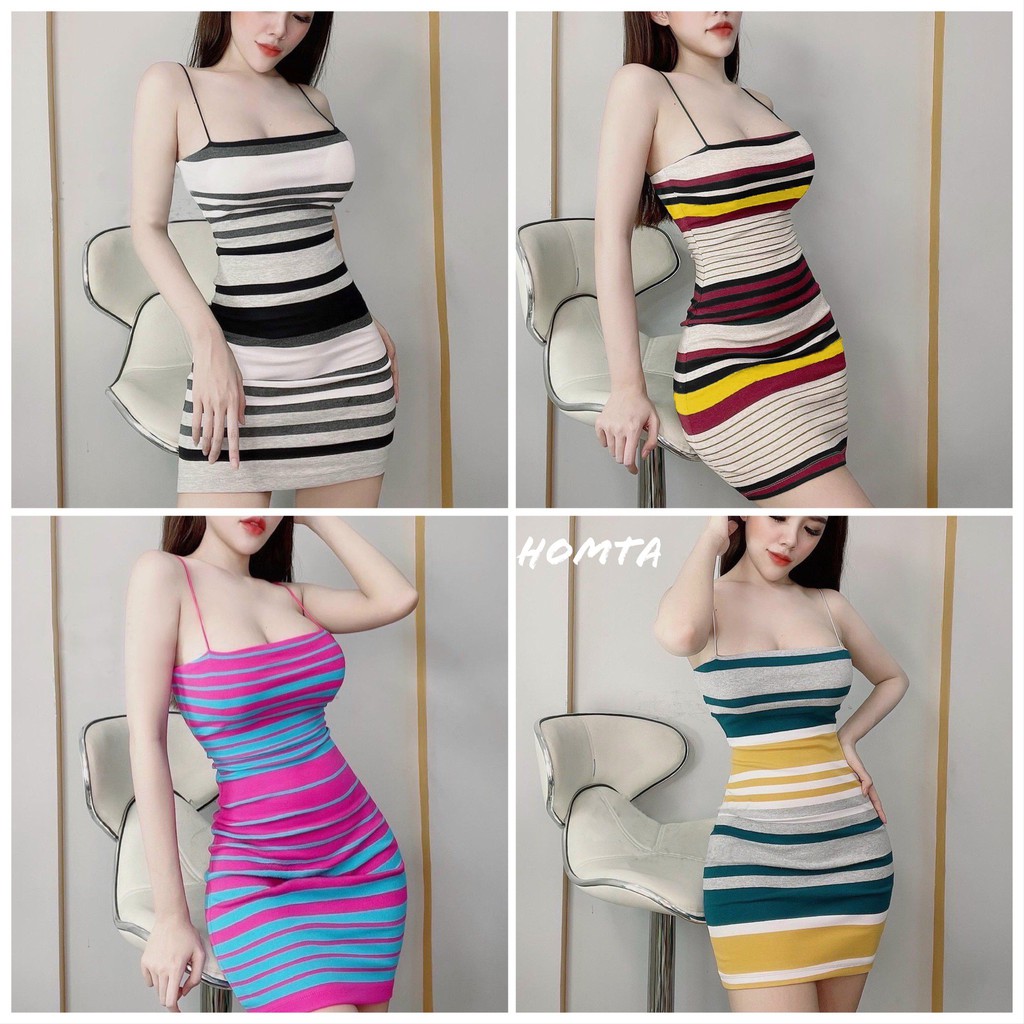 Đầm dây sọc có dây kéo | BigBuy360 - bigbuy360.vn